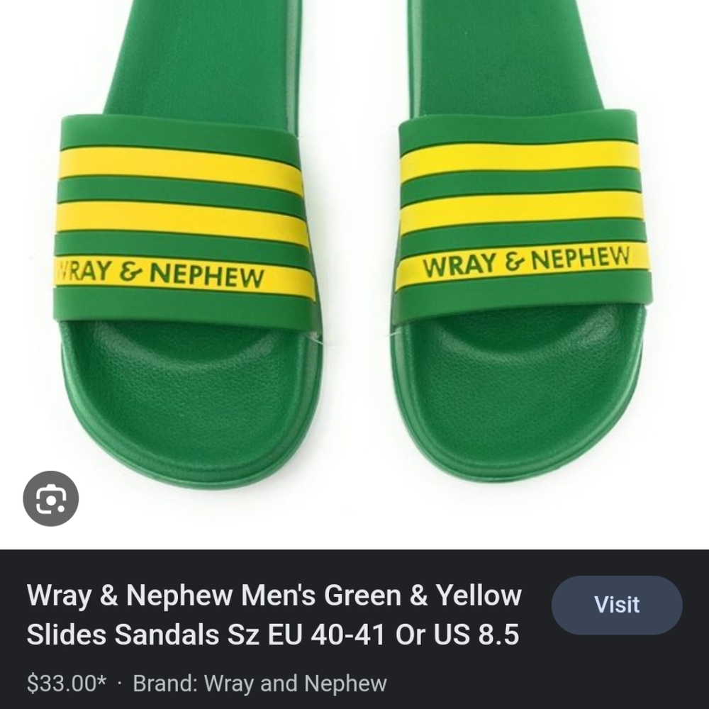 Wray & Nephew slippers , size 10 men
